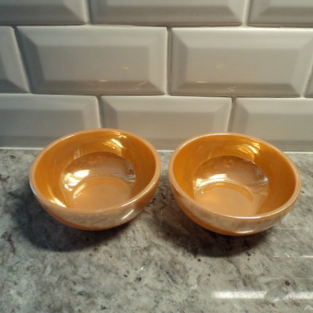 Fireking peach lustreware bowls~set of 2